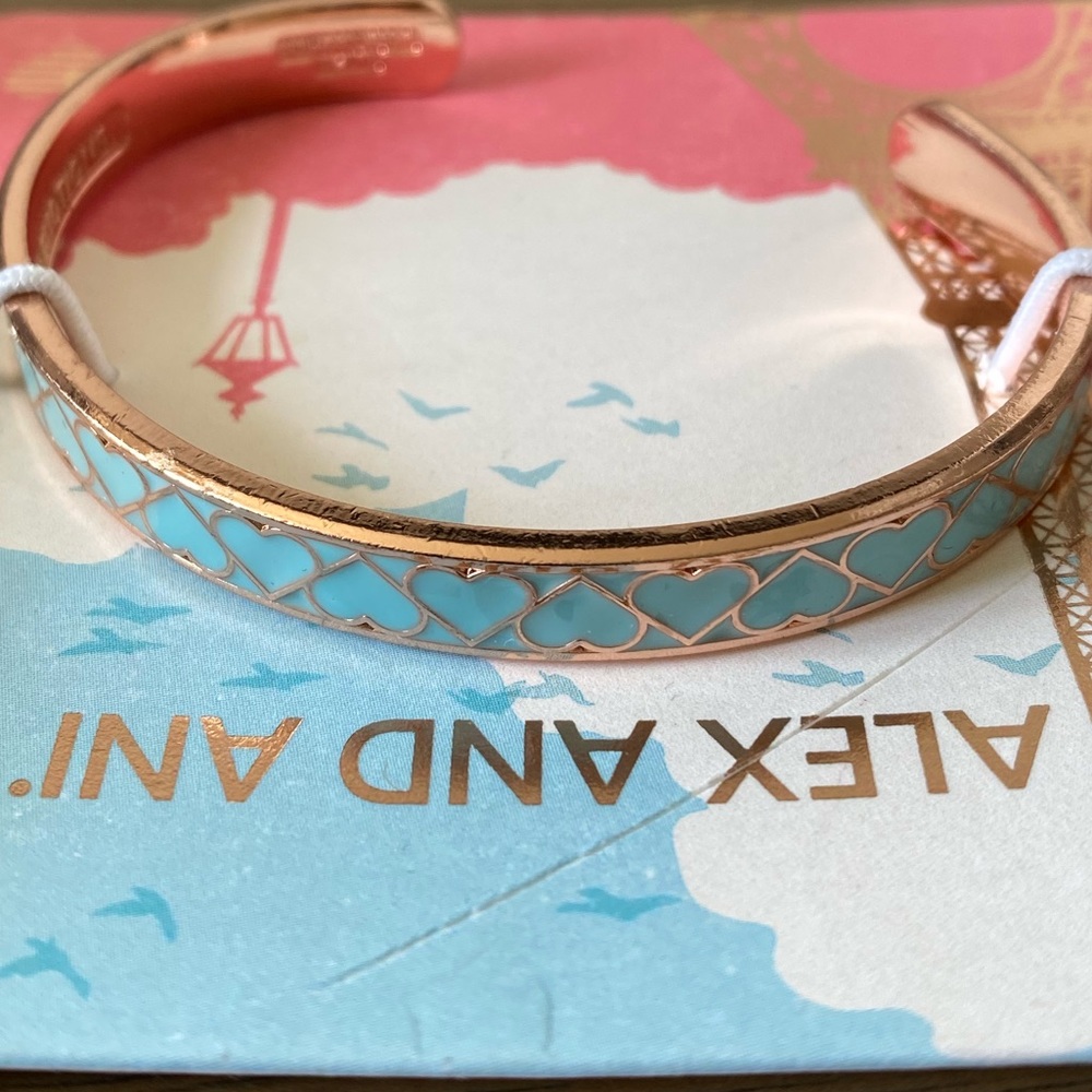 ALEX & ANI Hearts Cuff Bangle Bracelet - Rose Gold